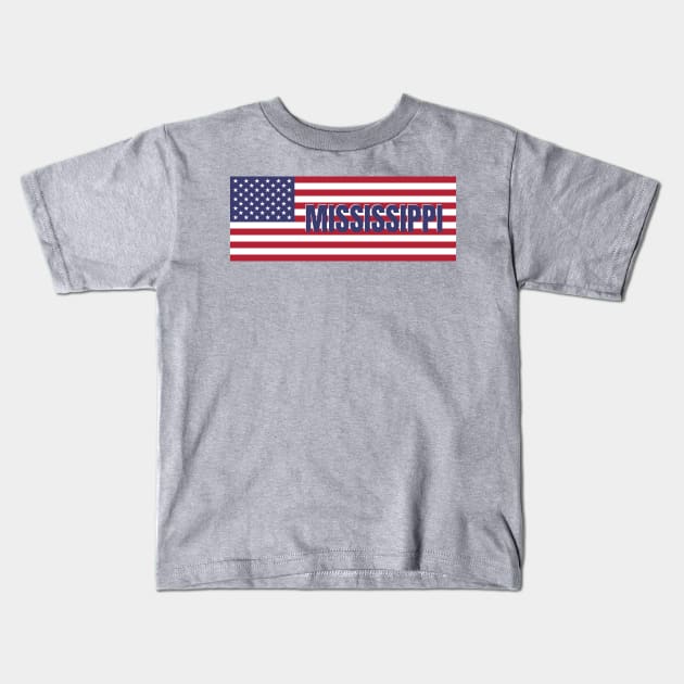 Mississippi State in American Flag Kids T-Shirt by aybe7elf